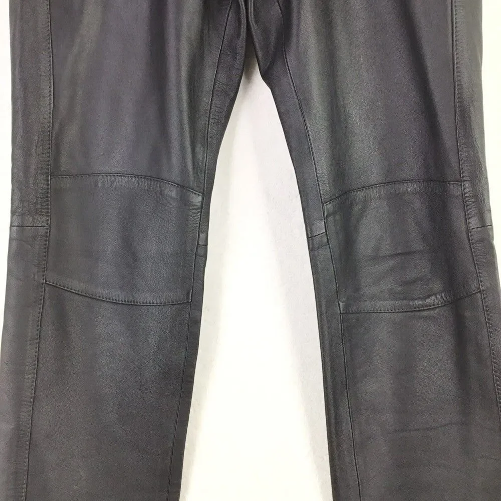 Lilly Sarti Lambskin Leather Moto Pants Size 40 Black Gold Designer Brazil - Picture 3 of 11